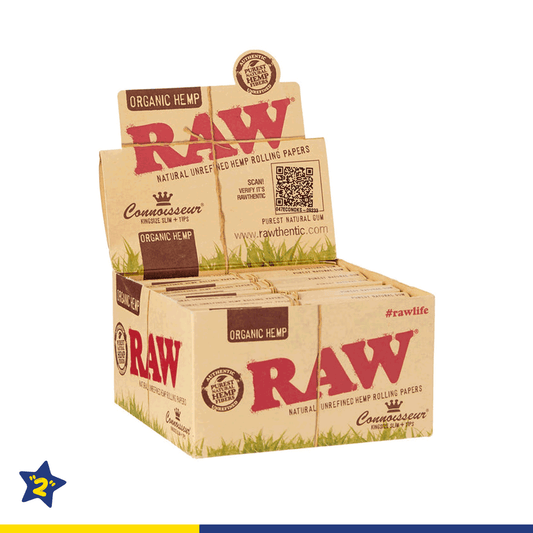 RAW ORGANIC HEMP CONNOISSEUR KING SIZE SLIM WITH TIPS ROLLING PAPER 