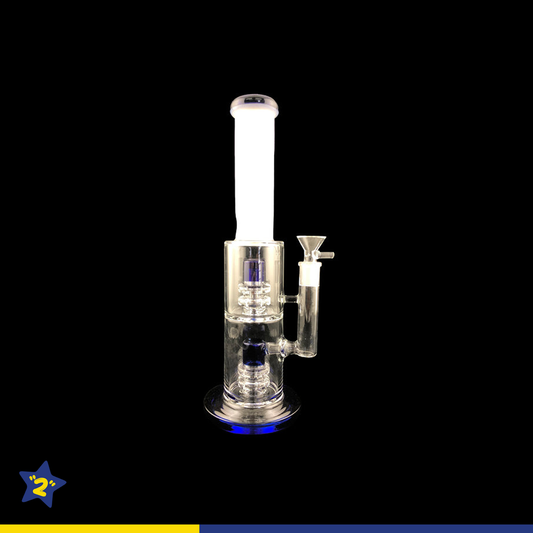 12" Straight White Tube Double Matrix Water Pipe