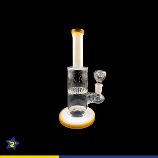 8.5" Straight White Tube Honeycomb Perc Water Pipe