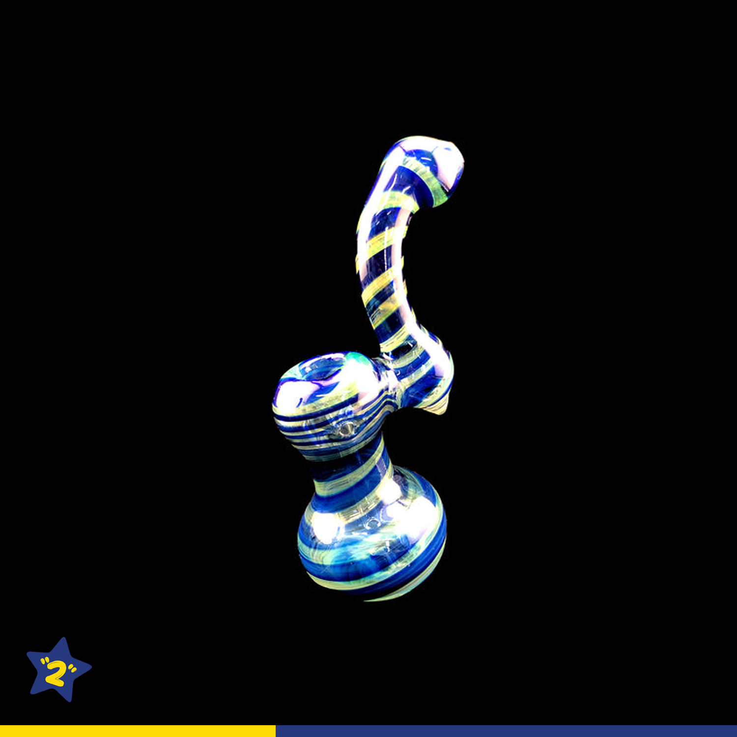 9" Twisted Color Fumed Glass Sherlock Bubbler