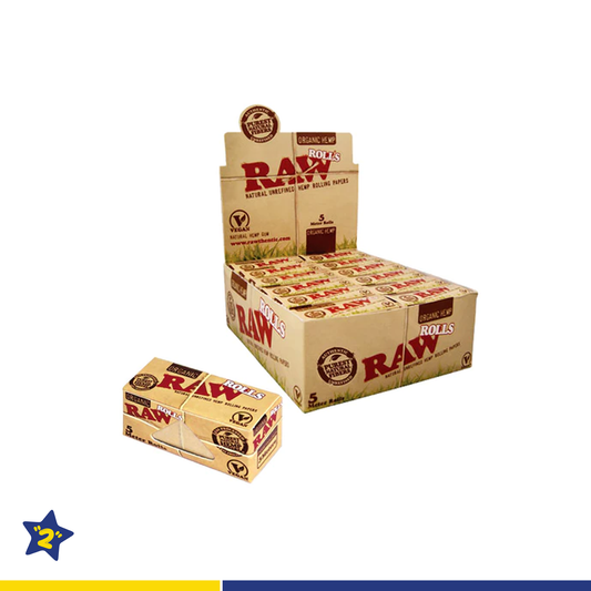 Raw Organic Hemp Rolls (5 Meter Roll / 24 Rolls Per Box)