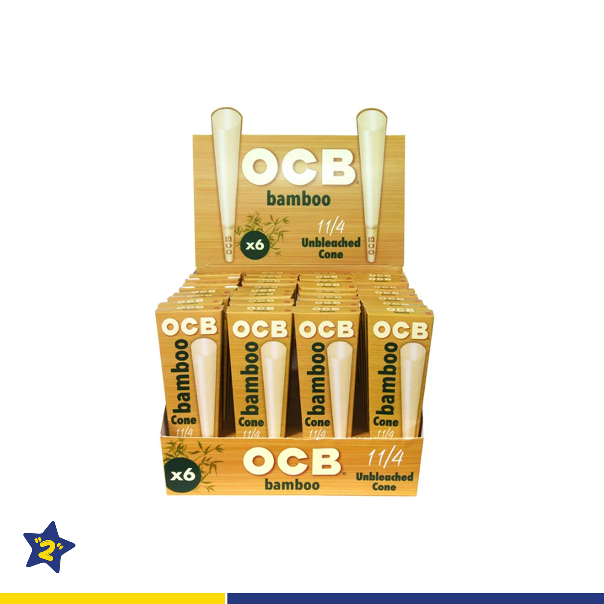 OCB Bamboo Unbleached 1 1/4 Size Cones (32 Packs)