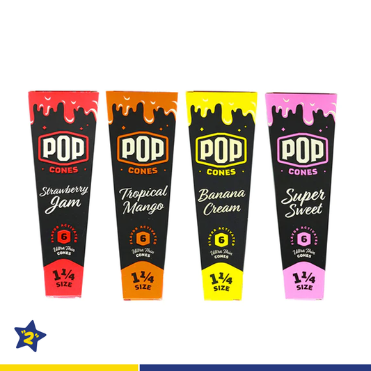 Pop Cones 1 1/4" Size Pre-Rolled Cones with Flavor Activated (6 per pack/24 Pack)