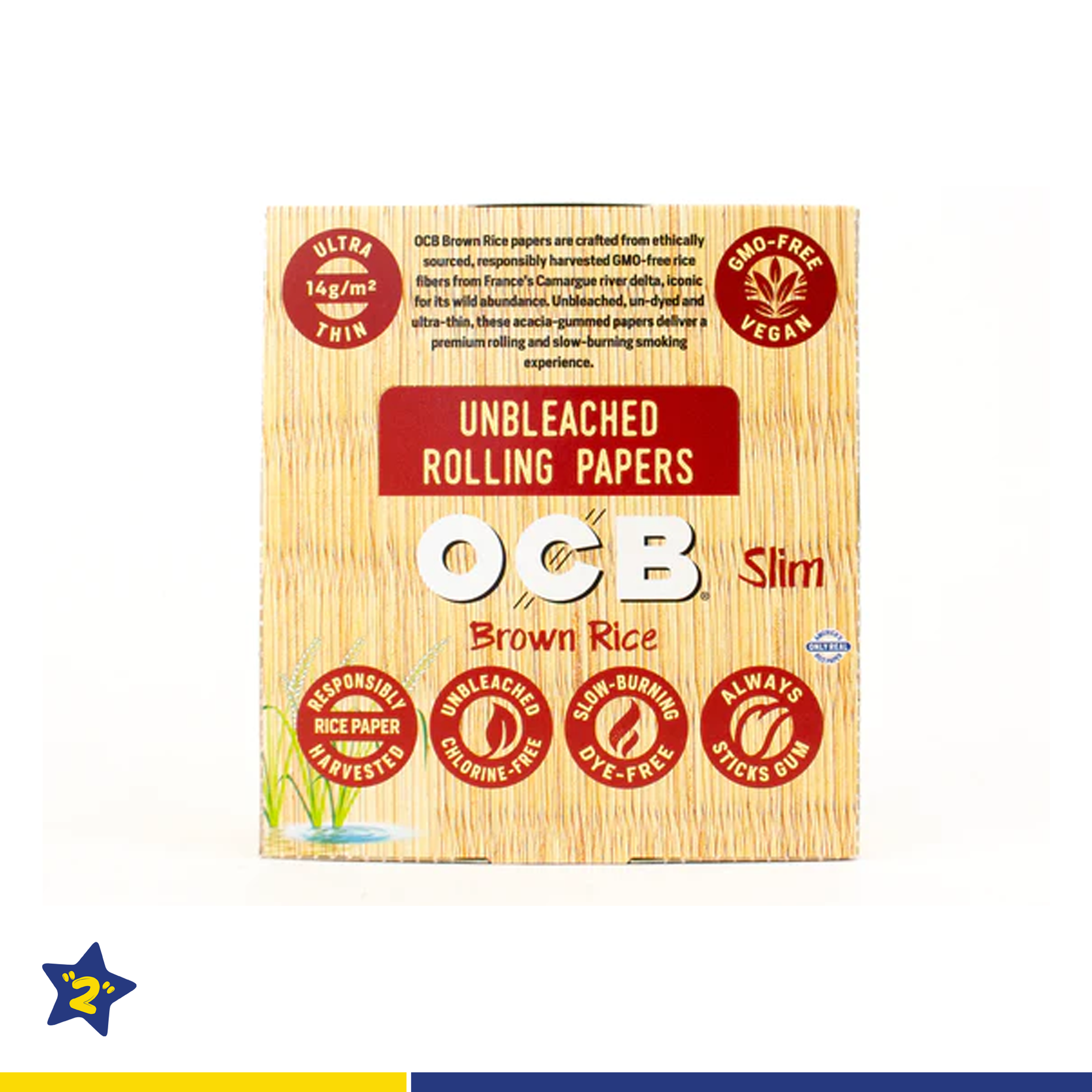 OCB Brown Rice King Size Slim Rolling Papers (24packs/Display)