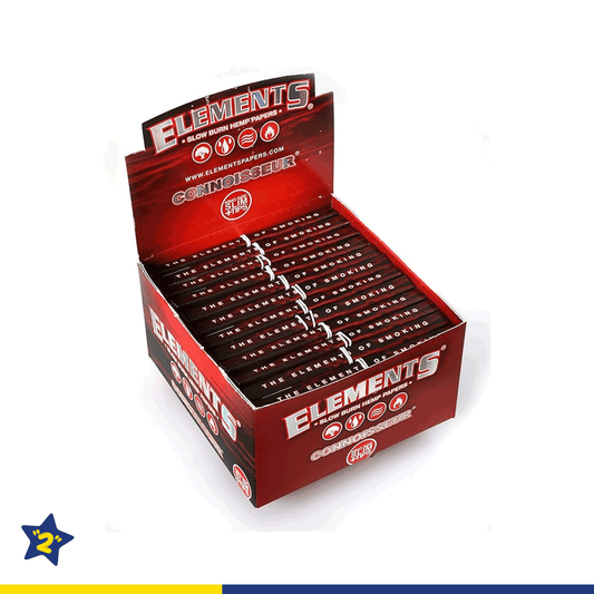 Elements Red Connoisseur King Size Slim Slow Burning Rolling paper + tips