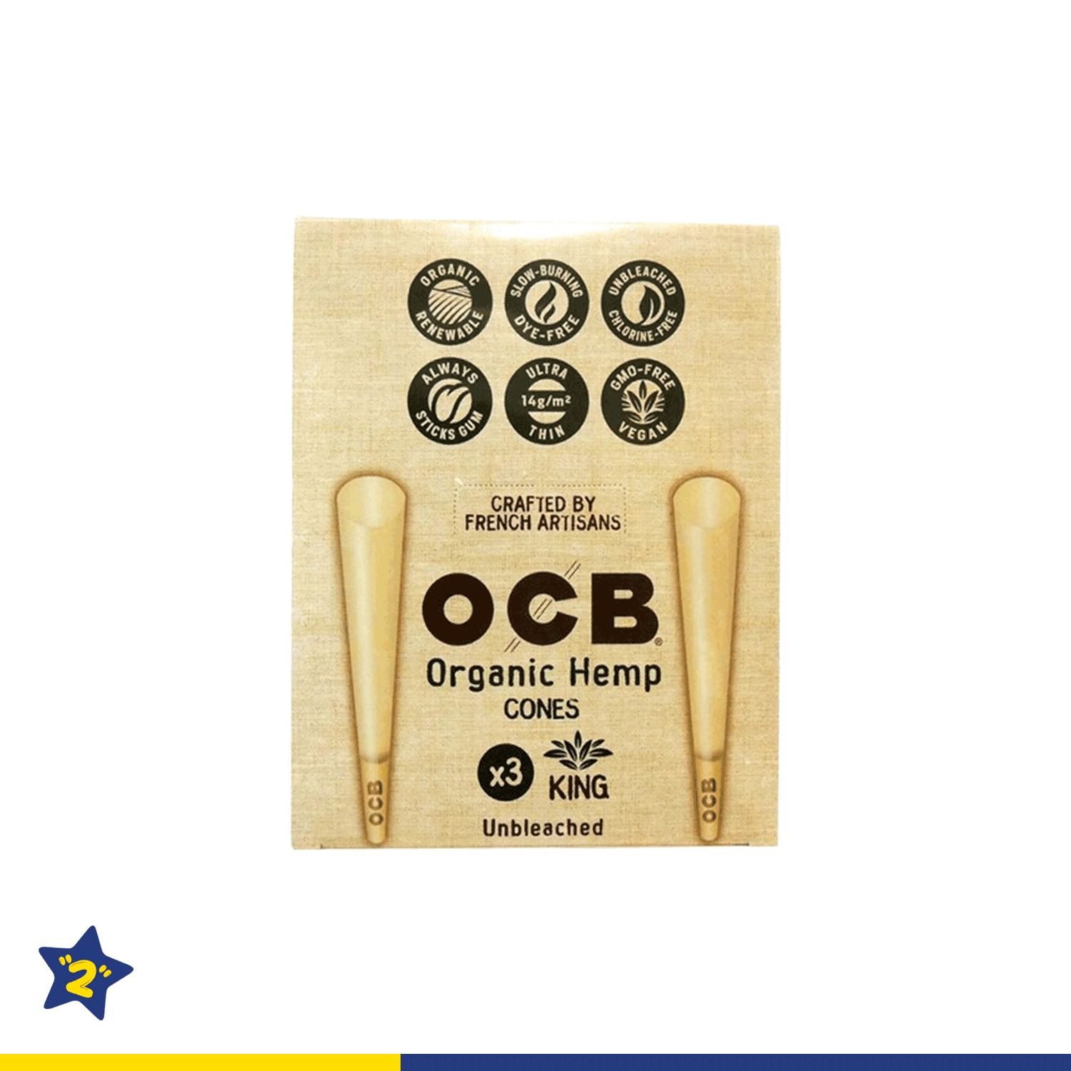 OCB Organic Unbleached Cone King Size