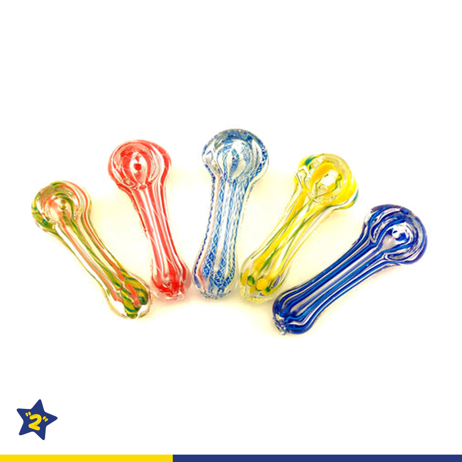 3" Clear Glass Striped Color Hand Pipes