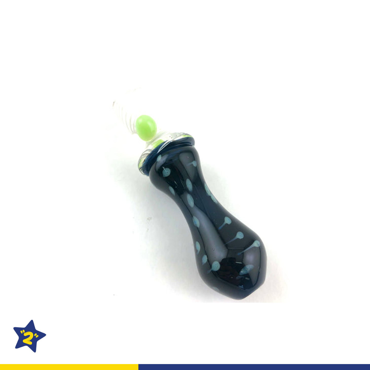 4.5" Black Tube Slime Bead Glass Chillum